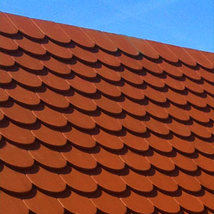 Dach gedeckt mit Biberschwanz